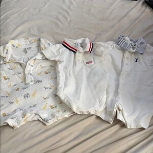 Baby Boy White Polo & Onesie Bundle with Animal Print